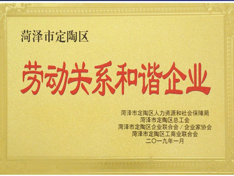 定陶區(qū)勞動關(guān)系和諧企業(yè)